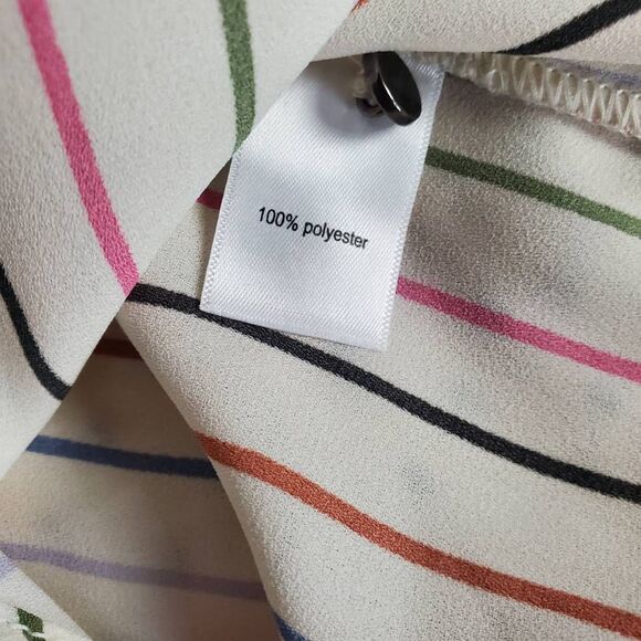 Maurices Women’s Sleeveless Blouse Large White Multicolor Striped Button Front - Picture 7 of 8